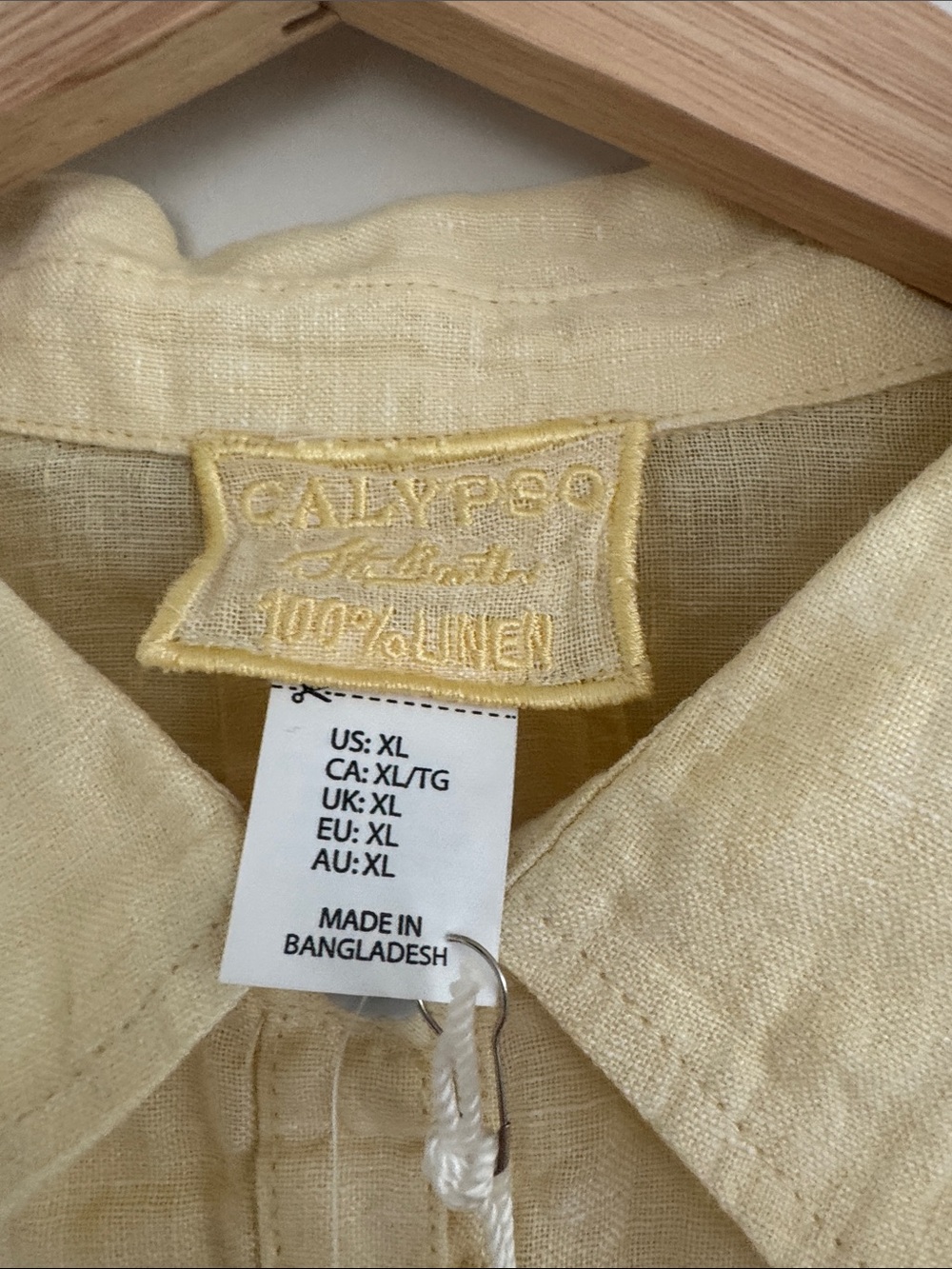NWT - Calypso St.Barth Pale‎ Yellow Linen Button-Down Shirt - Picture 4 of 9